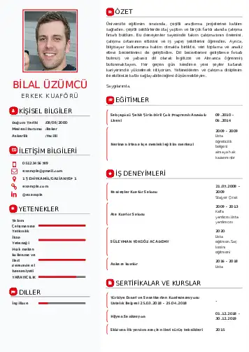 Kuaför Cv Örnekleri cv indir